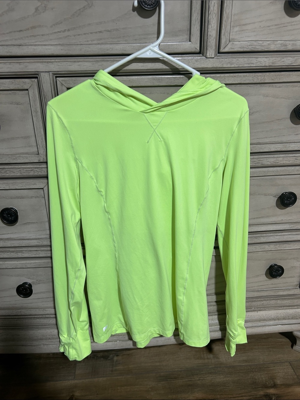 Fabletics Women's Lime Green Hooded Long Sleeve Top